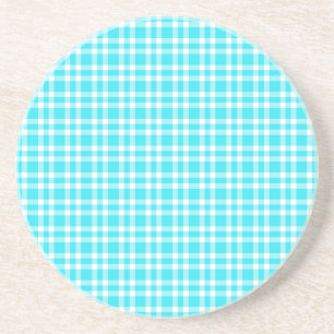 Blaue weiße Karo-Muster Getränkeuntersetzer
