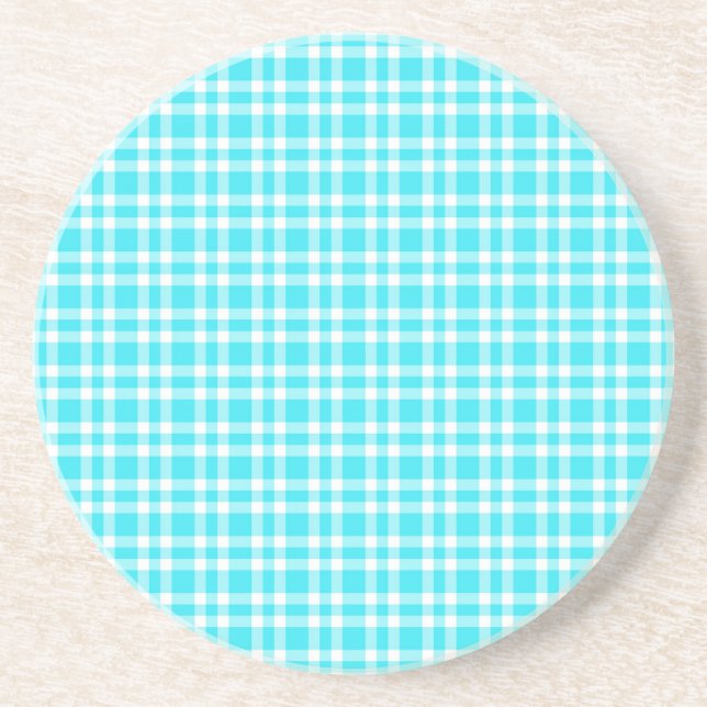 Blaue weiße Karo-Muster Getränkeuntersetzer (Vorne)