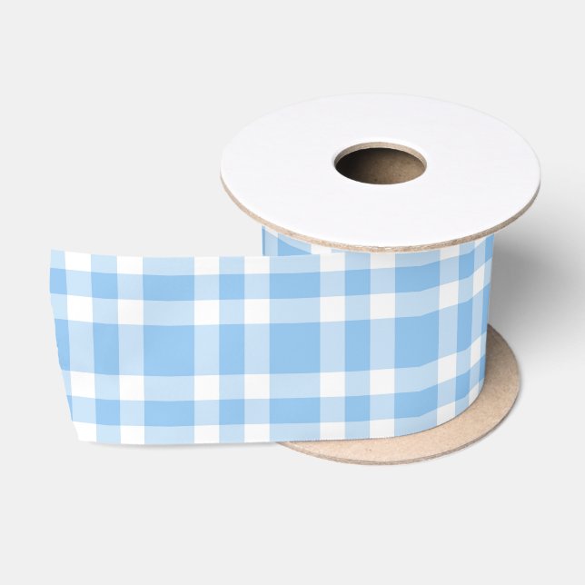 Blaue weiße Karo-Muster Satinband (Spule)