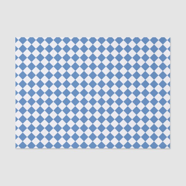Blaue weiße Karodiamantmuster Seidenpapier (Vorderseite)