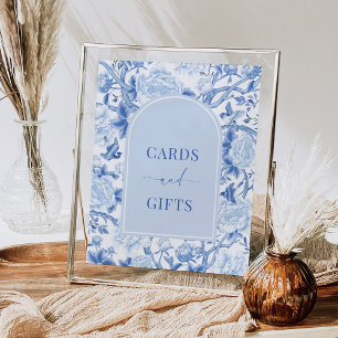 Blaue Weiße Karten & Geschenke Elegantes Chinoiser Poster