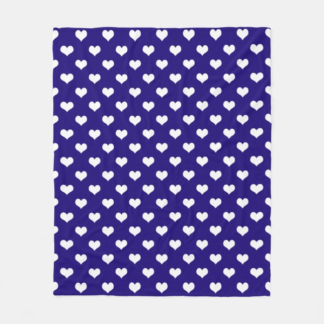 Blaue weiße Liebe Herzdesign Fleecedecke (Vorderseite)
