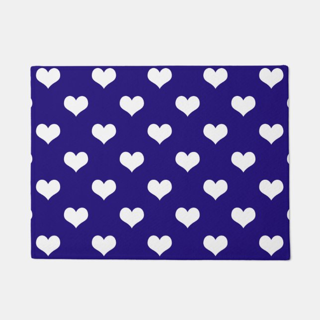 Blaue weiße Liebe Herzdesign Fußmatte (Vorderseite)