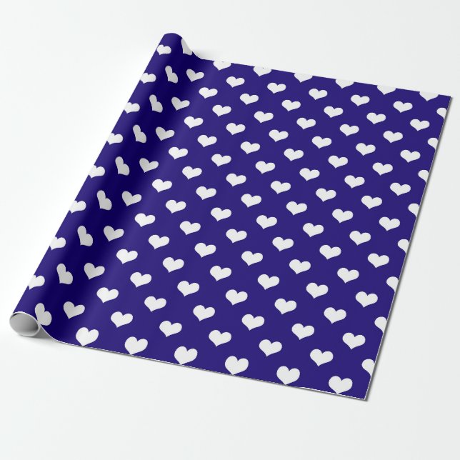 Blaue weiße Liebe Herzdesign Geschenkpapier (Ungerollt)