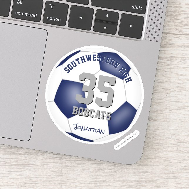 Blaue weiße Mannschaft Farben Jungs Fußball Aufkleber (Detail)