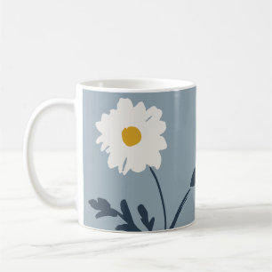 Blaue-Weiße Margerite & Benutzerdefinierter Text M Kaffeetasse