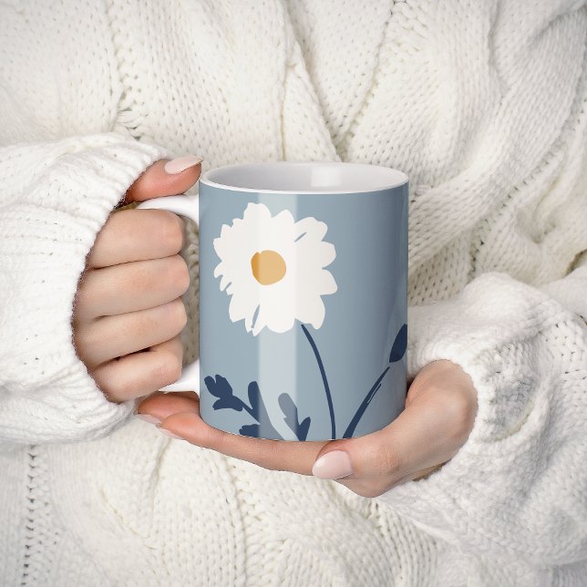 Blaue-Weiße Margerite & Benutzerdefinierter Text M Kaffeetasse (Von Creator hochgeladen)