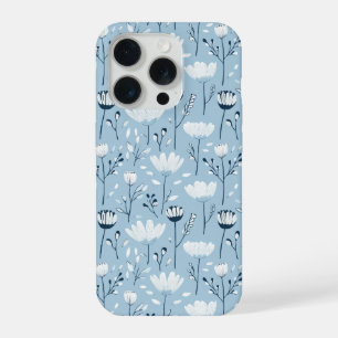 Blaue weiße Marine Launische Wasserfarben Floralie iPhone 15 Pro Hülle