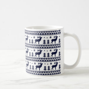 Blaue Weiße Messe Isla Weihnachten Pullover Muster Kaffeetasse