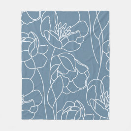 Blaue Weiße Moderne Wildblume Fleecedecke