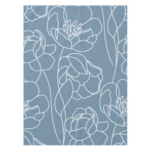 Blaue weiße moderne Wildblume Tischdecke