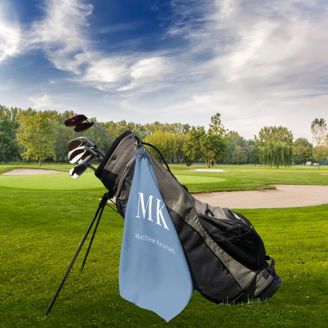 Blaue weiße Monogramm-Initialen Golfhandtuch (Von Creator hochgeladen)