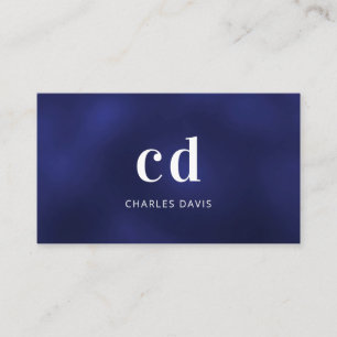 Blaue weiße Monogramm-Initialen minimalistisch Visitenkarte