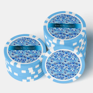 Blaue Weiße Pfauenfedern Pokerchips