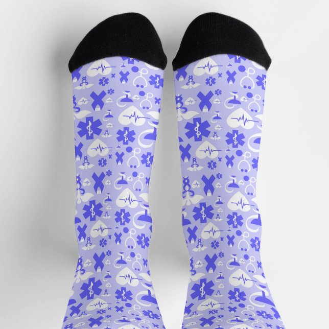 Blaue weiße Pharmakostruktur Socken (Oben)