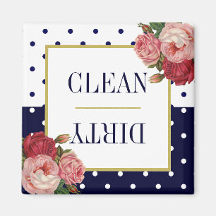 Blaue weiße Punkte Blumenscheibe saubere Spülmas Magnet
