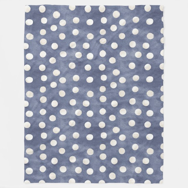 Blaue weiße Punkte   Fleecedecke (Vorderseite)