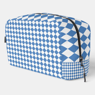 Blaue weiße Rauten-Karo-Muster-Kulturtasche Waschbeutel