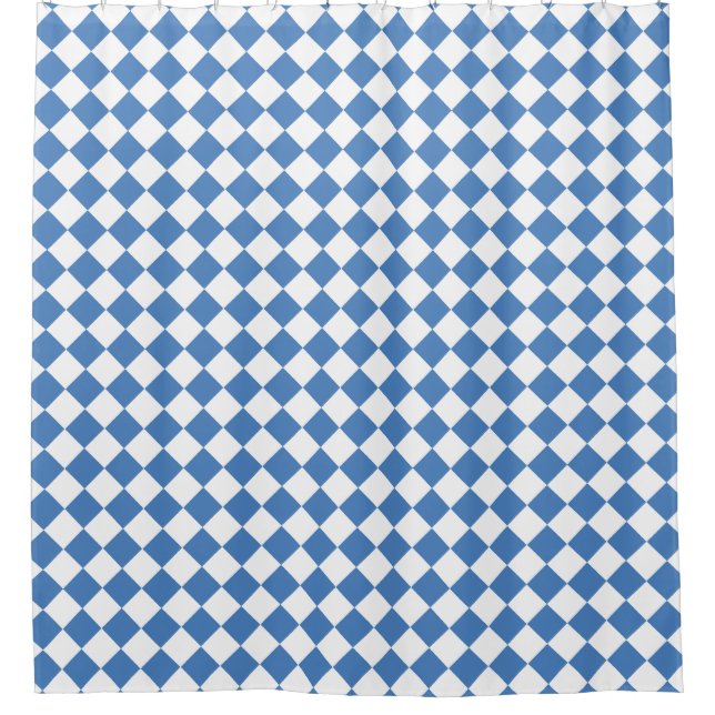 Blaue weiße Rauten-Karomuster Duschvorhang (Vorderseite)