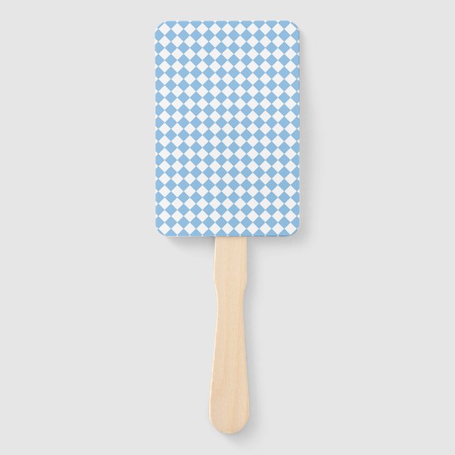 Blaue weiße Rautenkaromuster Fächer (Vorderseite)