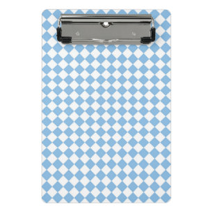 Blaue weiße Schachbrett-Diamant-Muster Mini Klemmbrett