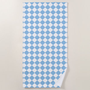Blaue weiße Schachbrett-Diamant-Muster Strandtuch