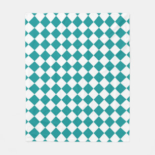 Blaue weiße Schachbrett-Diamantmuster Fleecedecke