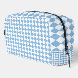 Blaue weiße Schachbrett-Diamantmuster-Kulturtasche Waschbeutel