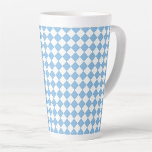 Blaue weiße Schachbrett-Diamantmuster Milchtasse
