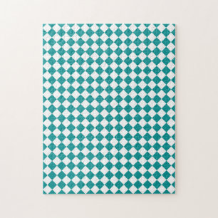 Blaue weiße Schachbrett-Diamantmuster Puzzle