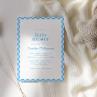 Blaue weiße Schachbrett-Retro-Jungen-Baby-Party