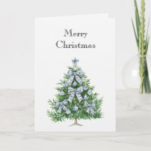 Blaue Weiße Schleifen Weihnachtsbaum Karte