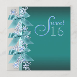 Blaue weiße Schneeflocke Sweet Sixteen Geburtstags Einladung
