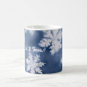 Blaue weiße Schneeflocken Kaffeetasse