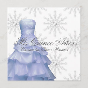 Blaue weiße Schneeflocken Quinceanera Einladung
