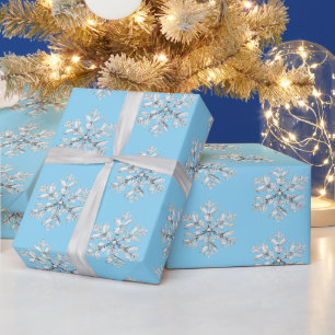 Blaue weiße Schneeflocken Weihnachten Geschenkpapier
