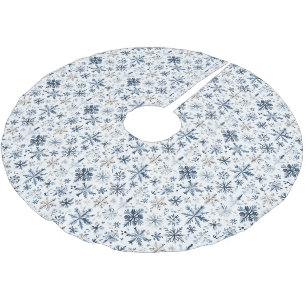 Blaue weiße Schneeflocken Weihnachten Polyester Weihnachtsbaumdecke