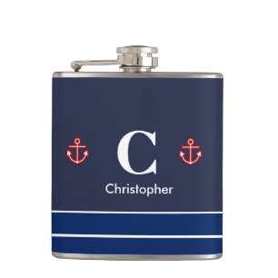 Blaue weiße Streifen der Marine Flachmann