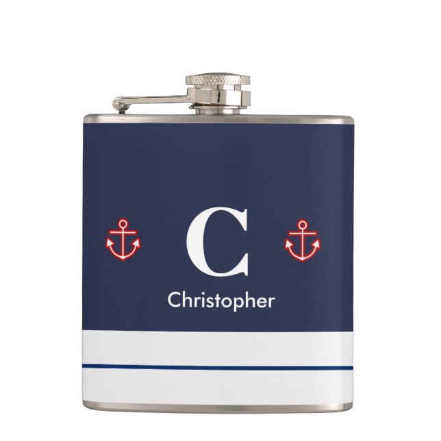 Blaue weiße Streifen der Marine Flachmann (Vorderseite)