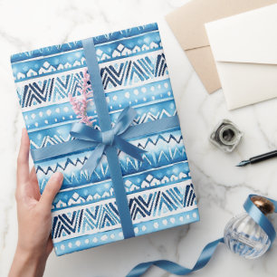 Blaue weiße Streifen Geschenkpapier