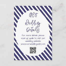 Blaue weiße Streifen Hochzeitsdetails Begleitkarte