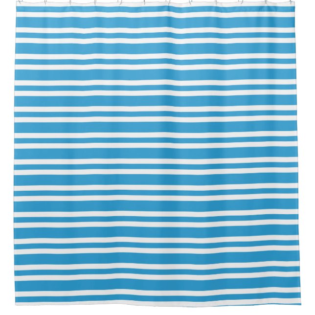 Blaue Weiße Streifen Muster Duschvorhang (Vorderseite)