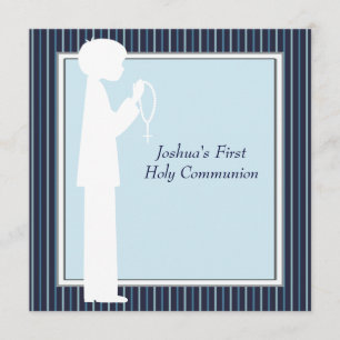 Blaue weiße Streifen-Rosenbeet-Jungen-erste Einladung