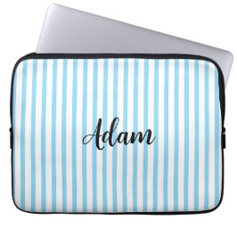 Blaue weiße Streifen-Schriftzug Personalisiert Laptopschutzhülle