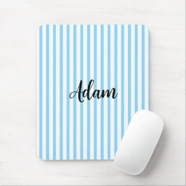 Blaue Weiße Streifen Schriftzug Personalisiert Mousepad