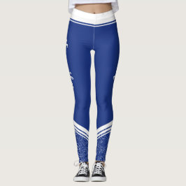 Blaue, weiße Streifen und Name modern mädchenhaft Leggings