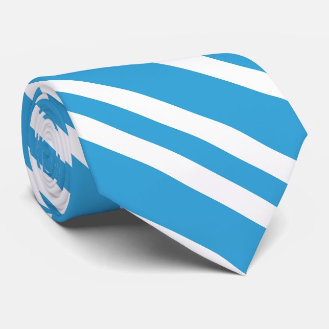 Blaue weiße Streifenmuster Krawatte (Gerollt)