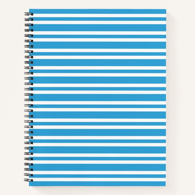 Blaue weiße Streifenmuster Notizbuch (Vorderseite)