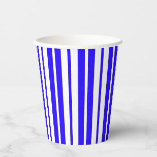 Blaue weiße Streifenmuster Pappbecher