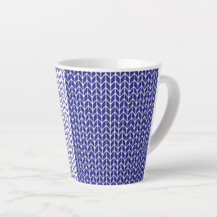 BLAUE & WEISSE STRICKWARE Latte-Mug Milchtasse